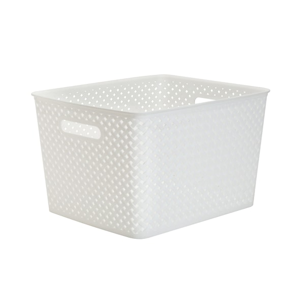 Simplify Storage Bin, Plastic, White, 13.7 in H, 11.4 in W, 13.7 in L 25169-WHITE - main
